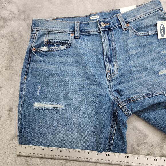 NEW Old Navy Shorts Womens 10 Blue Distressed High Rise Straight Cut Off Denim - Picture 11 of 12